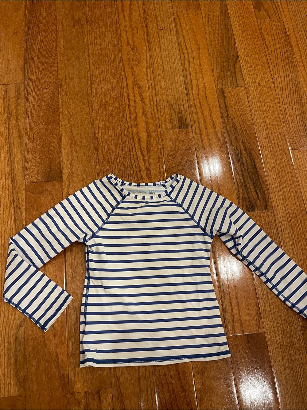Garnet Hill Kids White Navy Blue Stripe Swim Rashguard Size 05